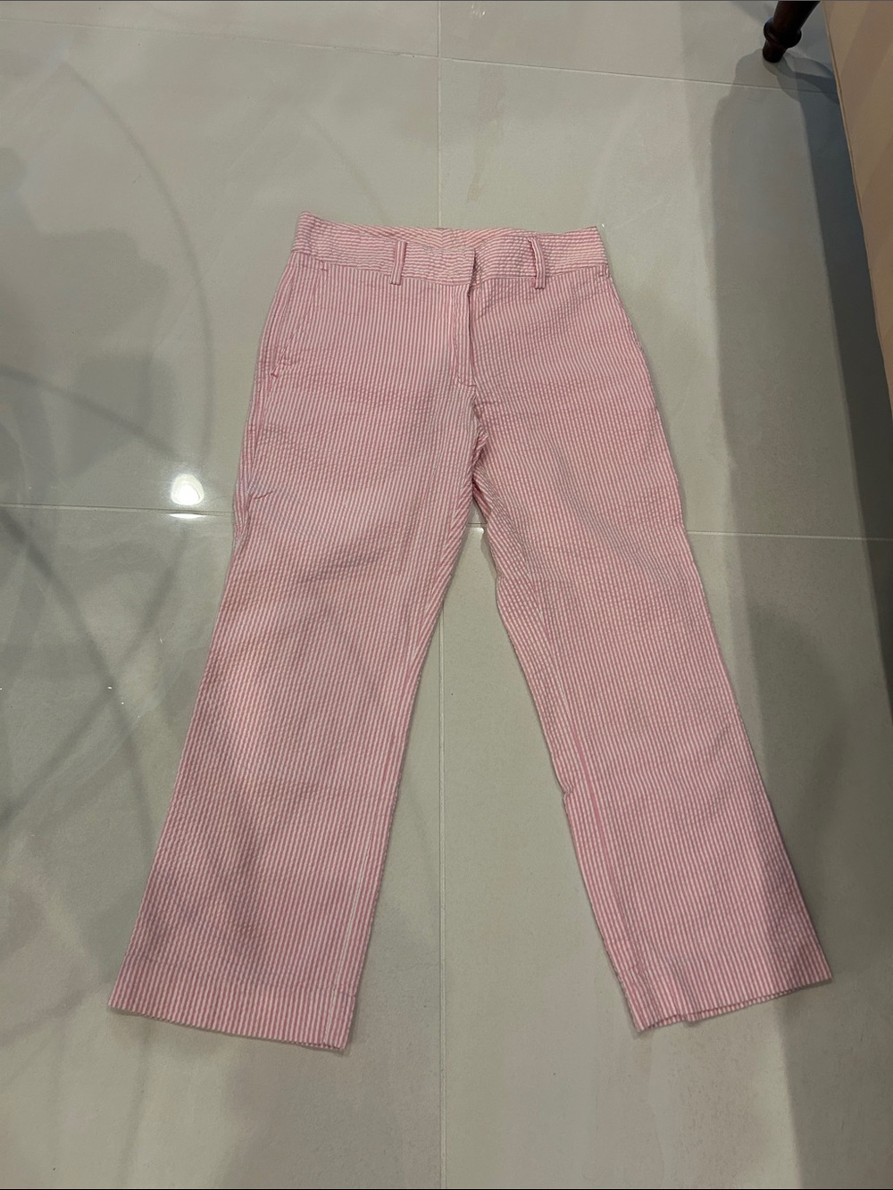 Lilly Pulitzer Pink Cotton Seersucker Capris